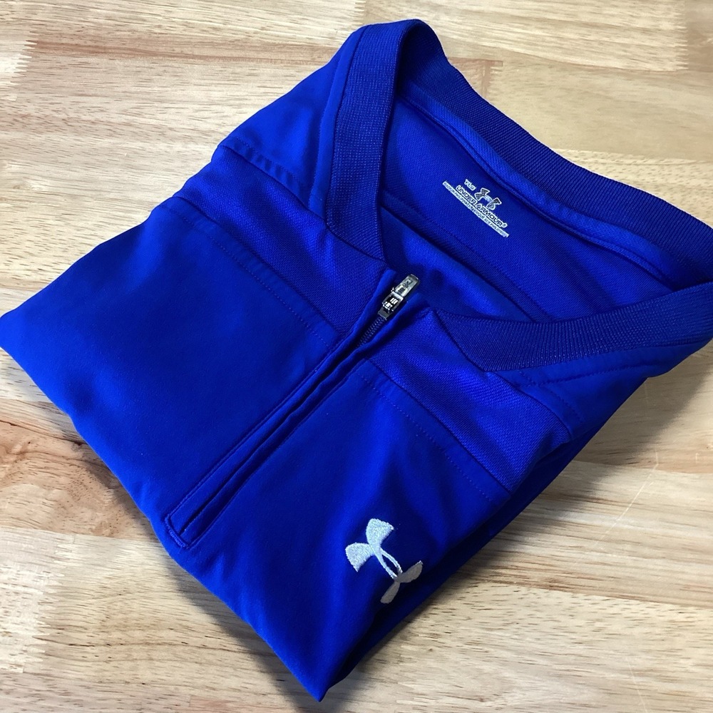EUC Boys Under Armour 1/4 Zip Short‎ Sleeved Cage Jacket- Royal- Youth Large